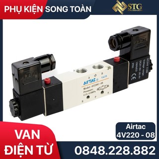 Van điện từ airtac 4v230-08, van khí nén airtac 5/2 5 cổng 2 đầu coil điện 24v, 220v
