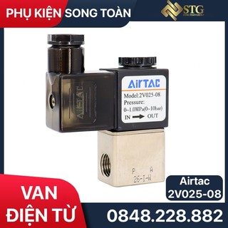 Van điện từ airtac 2v025-08, van điện từ khí nén 2 cửa 2 vị trí coil 24v 220v