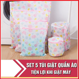 sét 5 túi lưới giặt quần áo,đồ lót đủ kích thước, bộ 5 túi giặt máy giặt bảo vệ quần áo cao cấp tiện lợi
