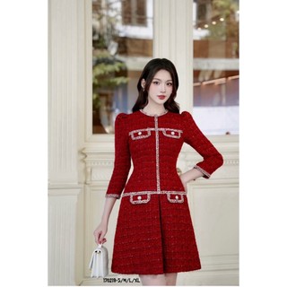 VÁY DẠ TWEED KIM TUYẾN ĐỎ ĐÔ SIÊU SANG NỮ TÍNH TRẺ TRUNG ĐI CHƠI ĐI LÀM DỰ TIỆC HÀNG 2 LỚP