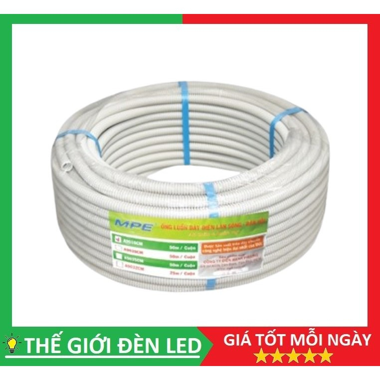 Ống ruột gà MPE phi 16,20,25 cuộn dài 40m,50m ống luồn dây điện đàn hồi âm tường
