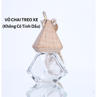 Vỏ chai đựng tinh dầu treo xe ô tô - chai khuếch tán tinh dầu treo xe nắp gỗ xông tinh dầu phun sương