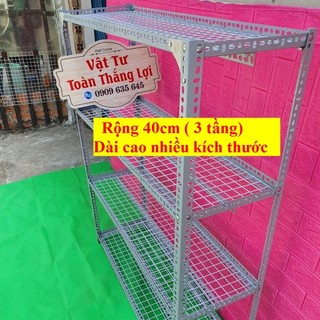 Kệ sắt V lỗ 3 tầng ( rộng 40cm_ dạng kệ tấm vỉ sắt ) để cây cảnh nhỏ chất lượng