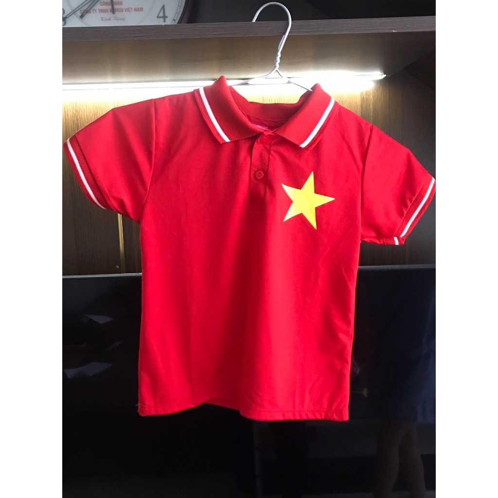 Áo polo cờ sao sao vàng trẻ em, người lớn chất đẹp