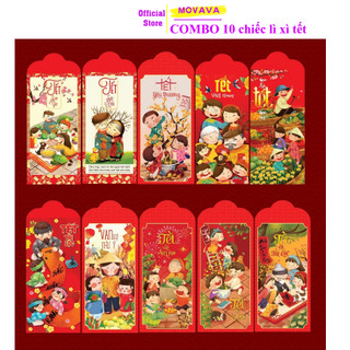 Lì xì tết năm Rồng 2024 phong bao lì xì chúc mừng năm mới Combo 10 chiếc - Movava