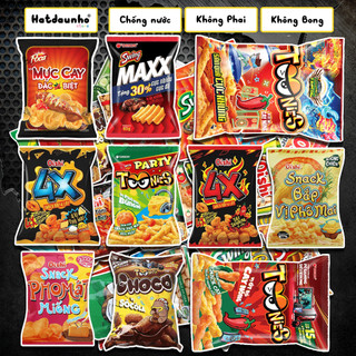Set 50 Sticker Snack tuổi thơ chống nước, Sticker bimbim oishi, sticker dán mũ bảo hiểm, hình dán laptop vui nhộn