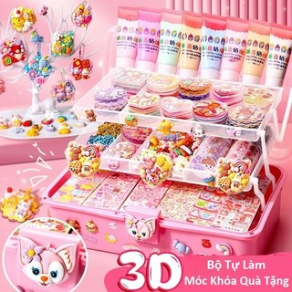 Bộ kem keo dán thẻ Goo đồ chơi handmade quà tặng cho người thân bộ làm móc khóa dán thủ công đa sắc màu cho bé