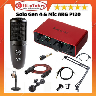 Bộ Combo Mic Thu Âm Hát Livestream Sound Card Focusrite Solo Gen 4 & Mic AKG P120 Thu Âm Điện Thoại Máy Tính