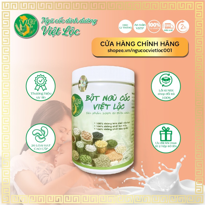 Ngũ cốc bà bầu _lợi sữa Việt Lộc tp từ 26 loại hạt dinh dưỡng cao cấp- 500gr Date mới