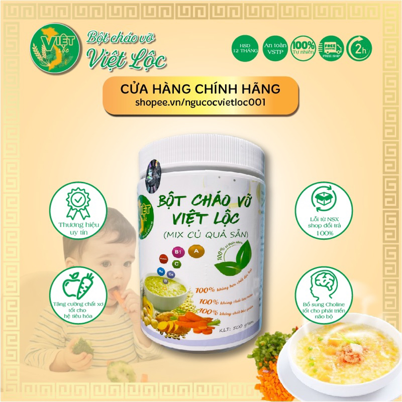 Cháo Hạt Vỡ Việt Lộc_ Loại có rau ,củ sẵn