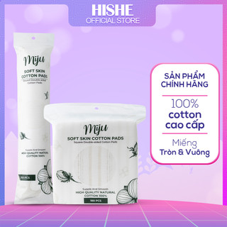 Combo 7 gói bông tẩy trang Miju Hàn Quốc - Dập viền - 100% cotton - Không xơ bông