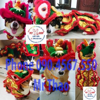 Bộ trang phục múa lân đáng yêu dành cho thú cưng , Lân Đầu Rời. Quần áo Trung Thu cho  Chó Mèo