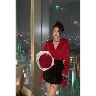  LEY09 Sét Chân Váy Kim Sa Kèm Áo Sơ Mi Lụa  Tặng kèm hoa cốt rời  