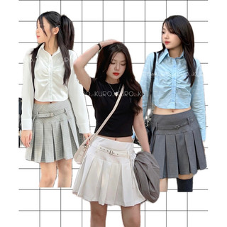 Chân váy xếp li ngắn kèm belt có lót quần bên trong hot ulzzang