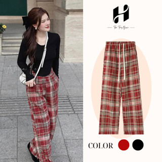  Quần ống rộng vải dạ lông dày dặn mềm mại quần dạ kẻ ống suông unisex tôn dáng thời trang H Store 