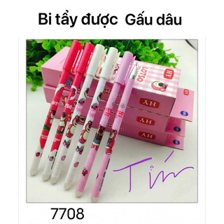 Bút gel tẩy được gấu dâu hộp 12 cái