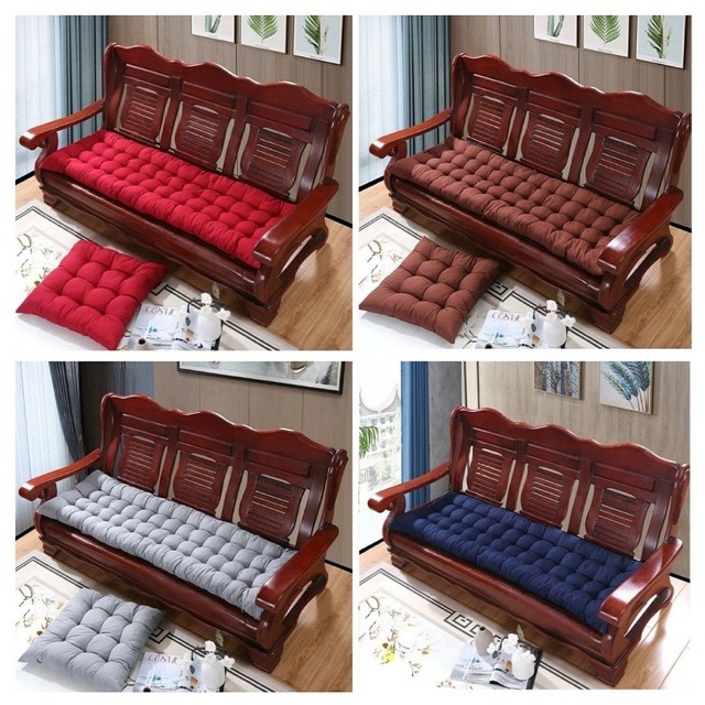 Đệm ghế bộ ba tấm thảm trải ghế gỗ dòng vải nhung cao cấp đệm lót ghế sofa gỗ phong cách trung hoa