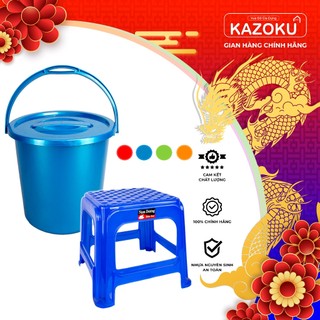 Combo ghế nhựa lùn + xô nước 10l/12l/14l nam dương - vua đồ gia dụng kazoku