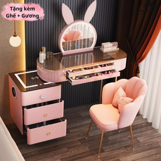 Bàn Trang Điểm Tai Thỏ, Bàn Phấn Nhập Khẩu, Thông Minh Phong Cách Hiện Đại Có Loa Bluetooth, Sạc Điện Thoại Không Dây