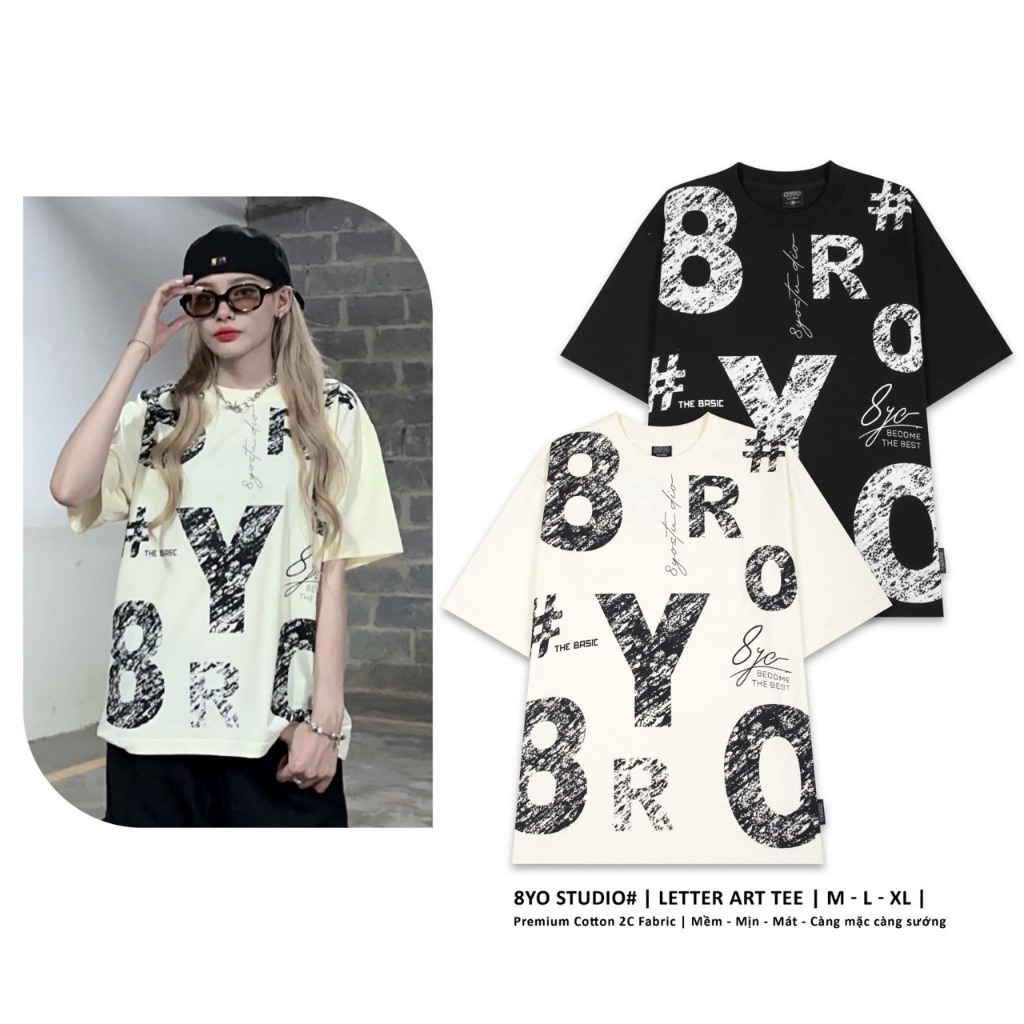 Áo Thun 8YO LETTER ART Tee Cotton Cao Cấp Local Brand Unisex Nam Nữ Oversize