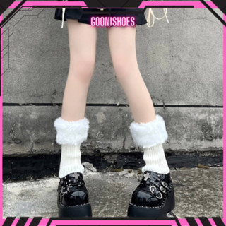 Tất ống chân, vớ len phối lông cừu giữ ấm mùa đông phong cách thời trang lolita Nhật Bản dành cho nữ