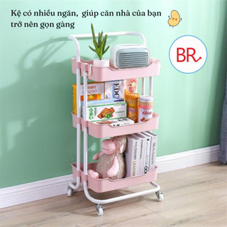 Xe đẩy spa 3 tầng đa năng có bánh xe móc treo , Kệ để đồ bỉm sữa khung sắt tĩnh điện