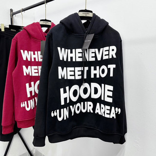 Áo Hoodie Nam Nữ In Chữ Whenever Meet Hot Un You Area Sweater Nỉ Bông Dày Unisex Dáng Oversize 2 Màu Đỏ Đen NEW 2024