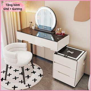 Bàn Trang Điểm Phong Cách Hiện Đại, Sang Trọng Có Sạc Không Dây, Loa Bluetooth,Cổng USB,gương led e màu Hàng Nhập Khẩu.