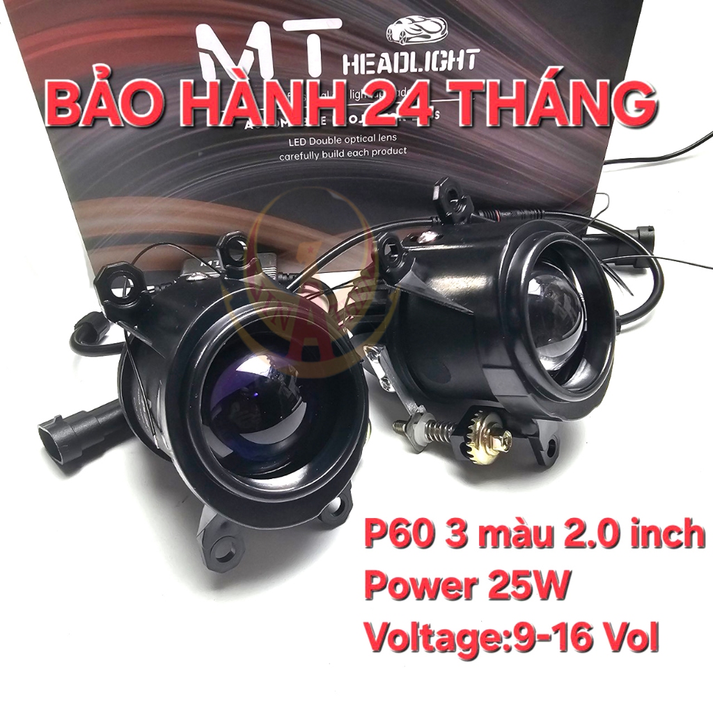 Bi gầm led 2inch 3 màu P60 Lắp ôto, xe máy