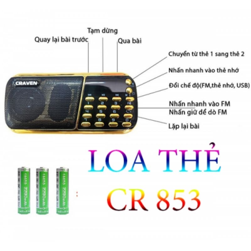LOA PHÁP , LOA THẺ CRAVEN CR-853 , TẶNG KÈM 3 PIN