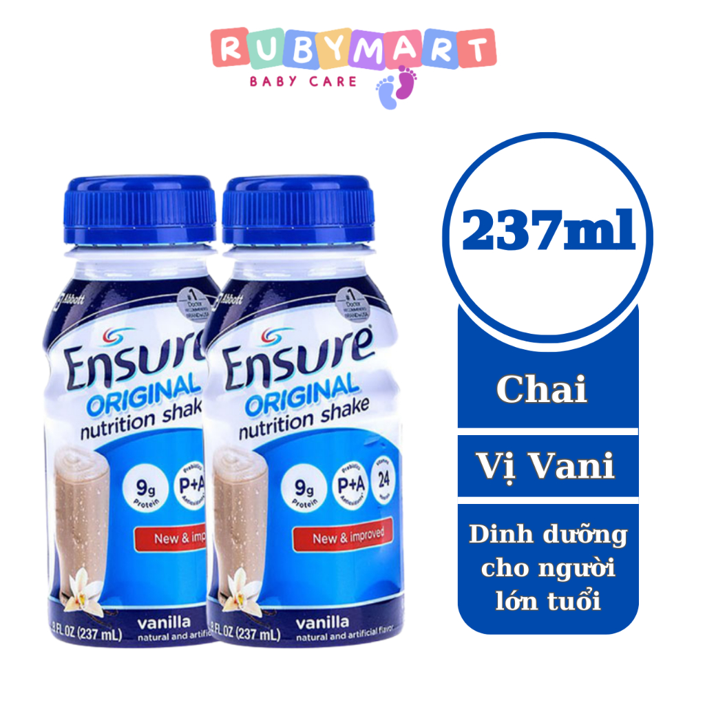 [Date T6/25] Combo 2 chai Sữa Bột pha sẵn Ensure Vani Chai 237ml