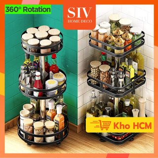 Kệ Đựng Gia Vị Xoay 2 màu 360 Độ SIV 2/3 Tầng ,Kệ Để Đồ Nhà Bếp Thông Minh ,Dáng Vuông/Tròn