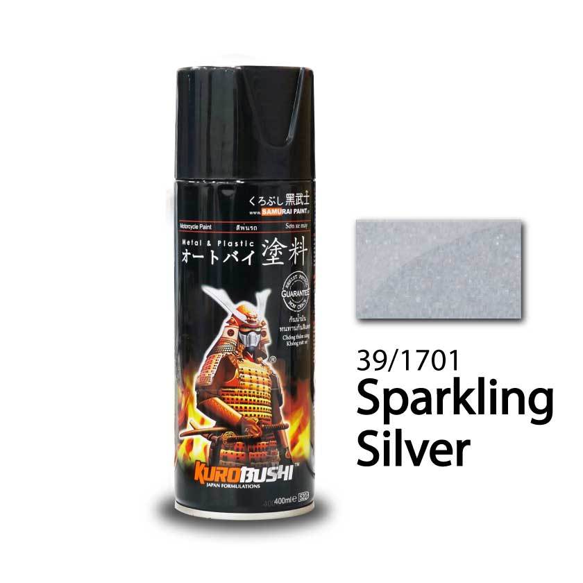 Sơn xịt Samurai Chính Hãng màu Bạc Lấp Lánh - 1701** (bạc kim loại). 400ml