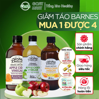 Giấm Táo Hữu Cơ Úc Barnes Có Giấm Cái 500ml - Dấm Táo Giảm Cân Ăn Kiêng Gofit Mart