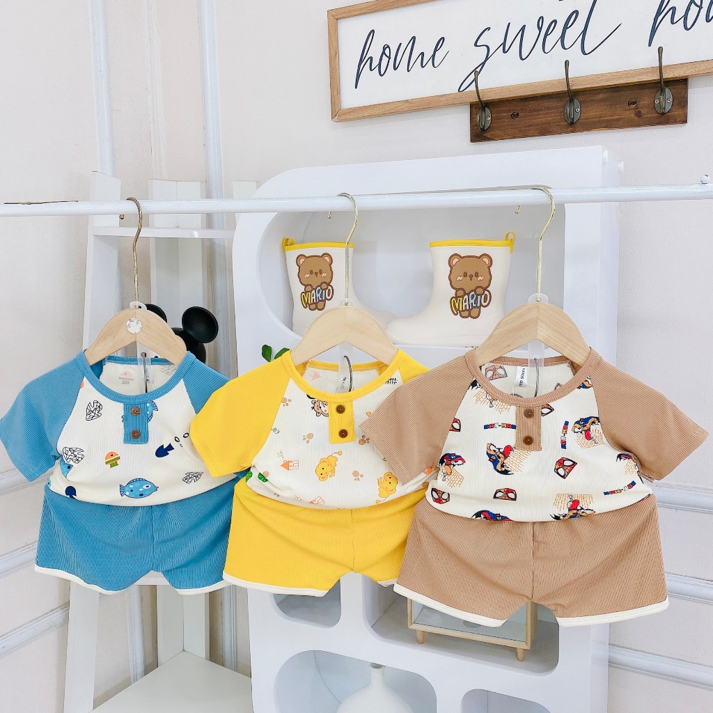 Bộ MINKYMOM tăm lạnh cao cấp, Đồ bộ bé trai, bé gái 6 -16kg mặc rộng rãi, vải đẹp bền, co giãn và thoáng mát