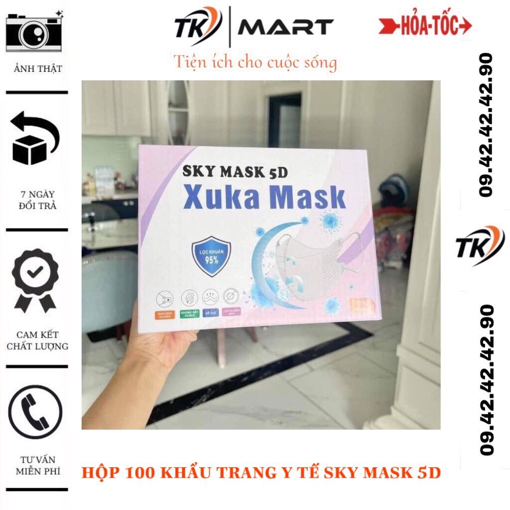 Hộp 100 khẩu trang y tế Sky Mask 5D - chống bụi, chống nắng, chống tia UV