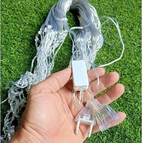 Đèn Trang Trí Rủ Mành 12Mét Hồng Điểm Chớp Trắng