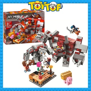 Đồ chơi lắp ráp ghép Minecraft trận chiến Golem khổng lồ đá dung nham thế giới my world xếp hình SX1045 mô phỏng 21163