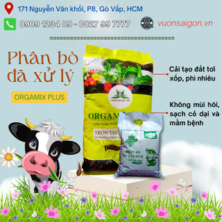 (Combo 3) Phân bò đã xử lý ORGAMIX gói 5dm3 (1 kg), phân nhuyễn mịn sạch mầm bệnh (Vườn Sài Gòn)