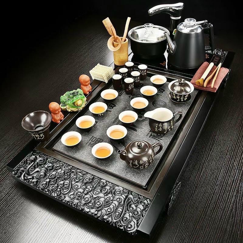bàn trà điện 035 khung gỗ mặt đá