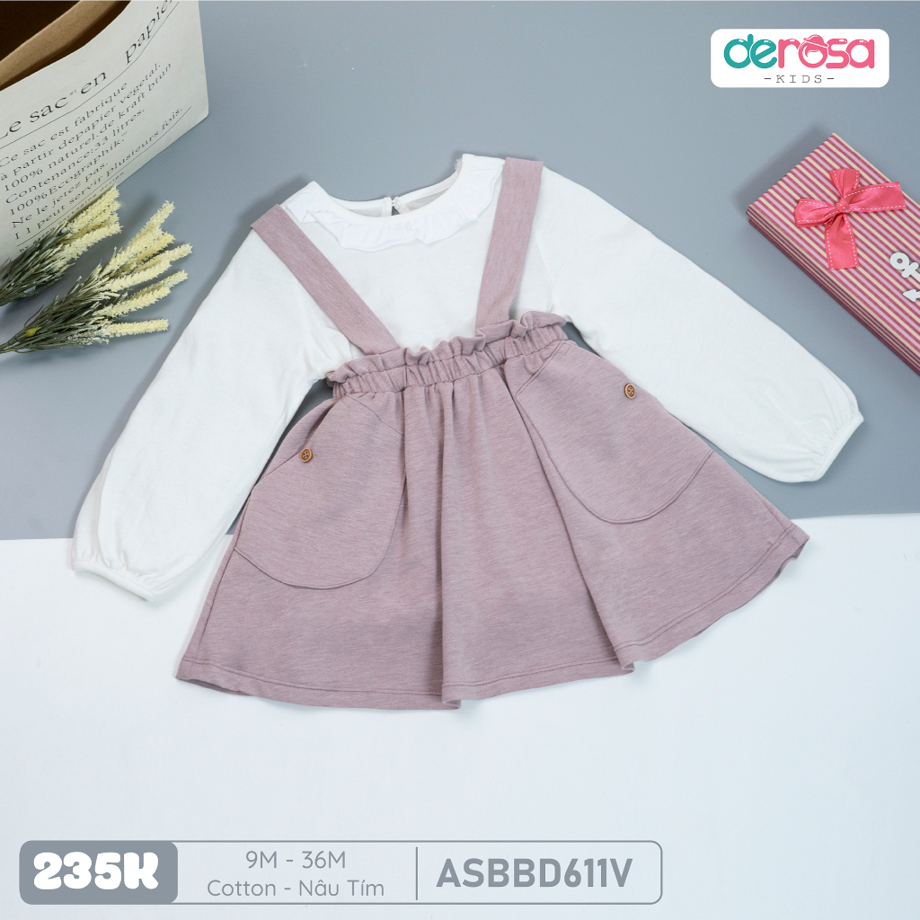 Bộ quần áo thu đông dễ thương dài tay bé gái DEROSA KIDS cho bé 6-36 tháng AWBBD1037B AWBBD1111B