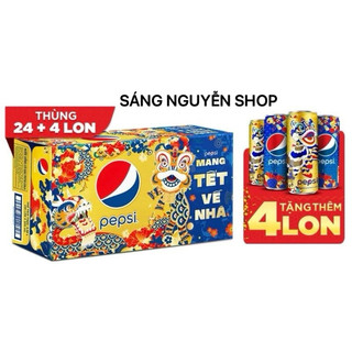 Thùng 24+4 lon nước ngọt có gaz pepsi lon xanh 320ml/lon