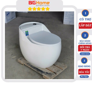 Bồn cầu trứng, bệt trứng, bồn cầu một khối, bệt liền khối tròn, cầu trứng trắng nắp trắng, nắp bằng, nắp vát
