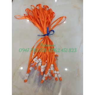 Dây đeo thẻ lụa móc nhựa Màu CAM(Combo túi 100 chiếc)- Dây lụa - Dây thẻ học sinh, nhà báo, hội nghị