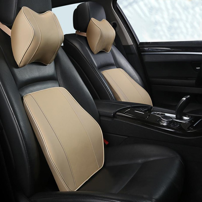 Gối tựa lưng, gối tựa đầu ô tô bằng da lõi cao su non cao cấp, gối tựa lựa đầu, tựa lưng văn phòng, bàn làm việc | BigBuy360 - bigbuy360.vn