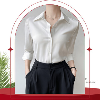 Áo sơ mi lụa cao cấp Oxatyl M12 tay dài chất vải lụa mềm mại cổ đức phong cách thời trang công sở