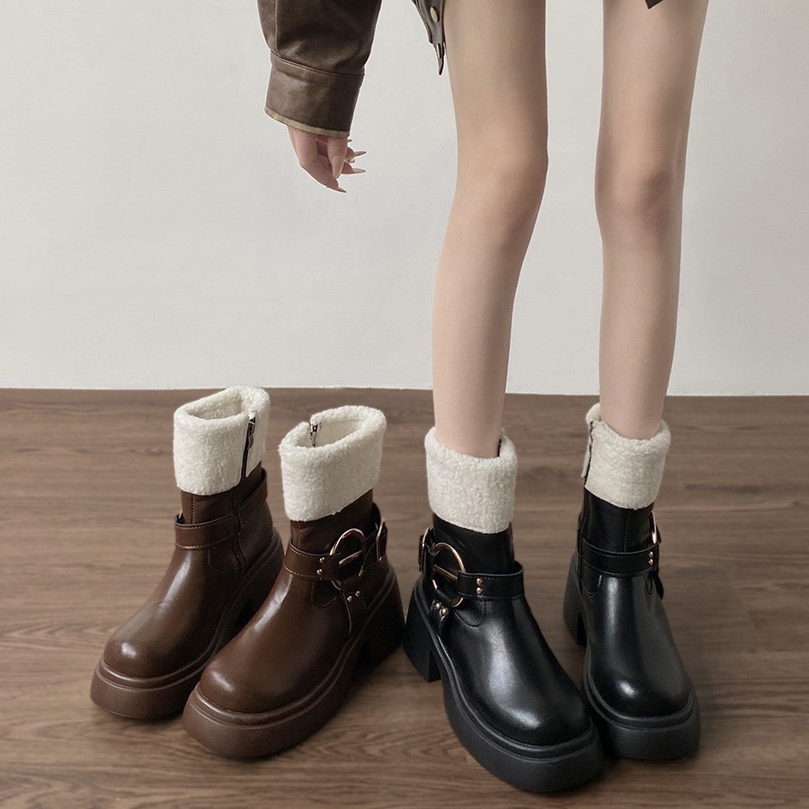 Boot Nữ lửng Cổ Lông Cao cấp CC09 Tiemgiayboot