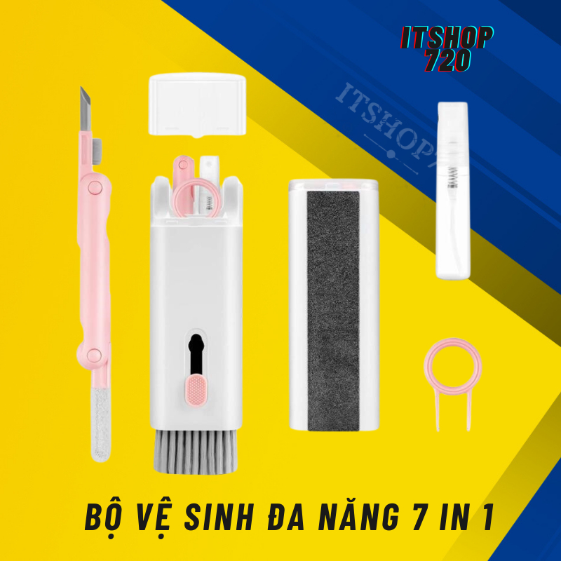 Bộ Vệ Sinh Tai Nghe Airpod Đa Năng 7 in 1, Dụng cụ vệ sinh laptop tai nghe điện thoại 7 trong 1