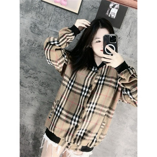 Áo bomber dạ kẻ bbr