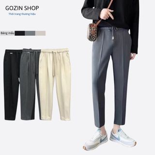 Quần âu nam cao cấp GOZIN đai chun co giãn công sở hàn quốc ống suông quần baggy nam ống rộng -JA30